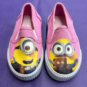 Minions Despicable Me Pink Slip On Canvas Sneakers Girls 6 Cartoon Shoes